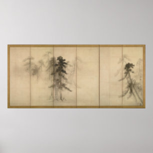 Poster Pinheiros em o século XVI de Hasegawa Tohaku