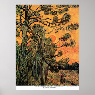 Poster Pinheiros no por do sol por Vincent van Gogh