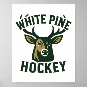 Poster Pinho Branco Hockey Bucks Faculdade Oficial Vintag