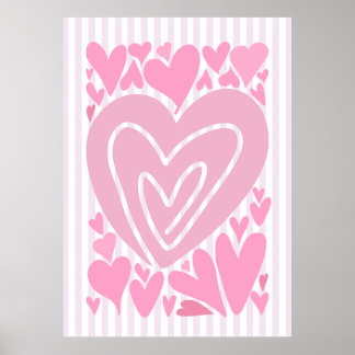 Poster Pink Abstract Hearts