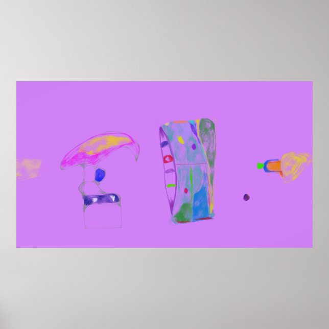 Poster Pink Abstract Objects Drawing  (Frente)
