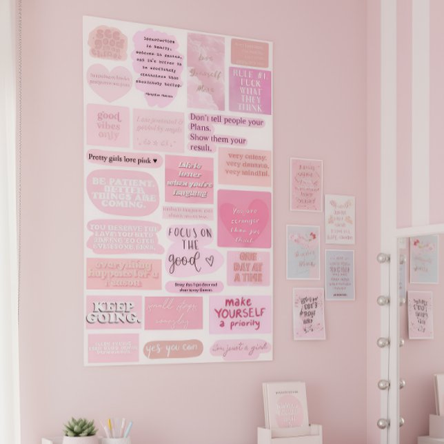 Poster Pink Aesthetic Vision Board Quotes (Criador carregado)