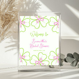 Poster Pink and Green Shamrock Bridal Shower Welcome Sign