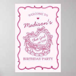 Poster Pink Aquela Garota Coqueteira Bolo Aniversário Bem