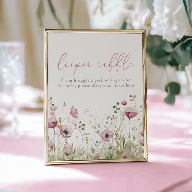 Poster Pink Baby In Bloom Floral Wildflower Diaper Raffle (Criador carregado)