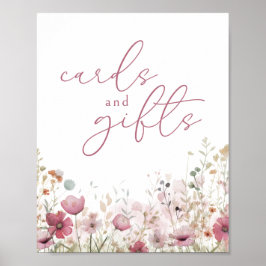 Poster Pink Baby In Bloom Wildflower Cards and Gifts Sign