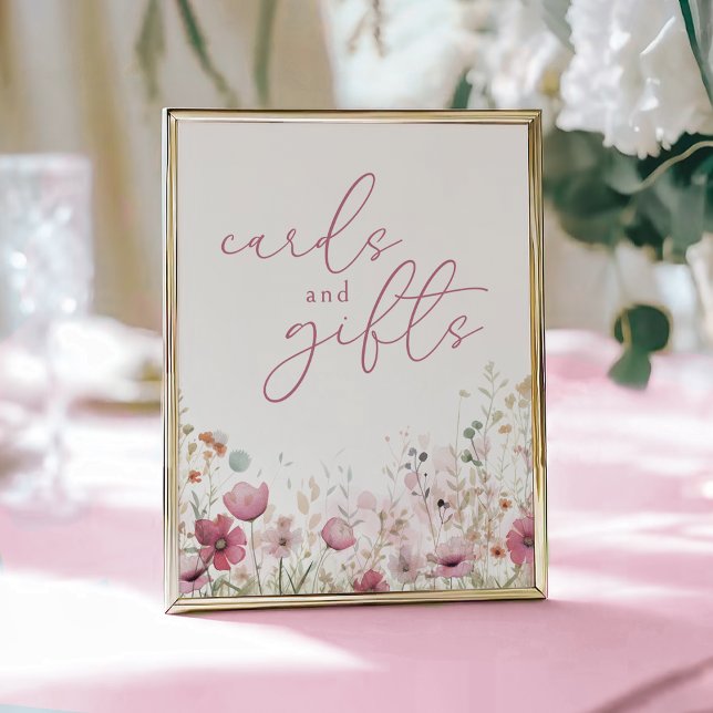 Poster Pink Baby In Bloom Wildflower Cards and Gifts Sign (Criador carregado)