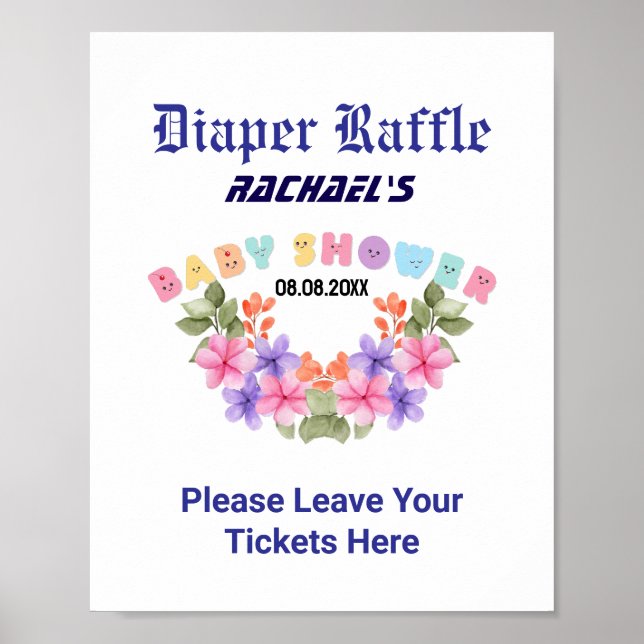 Poster Pink Baby Shower, Baby Girl Shower Party Game (Frente)