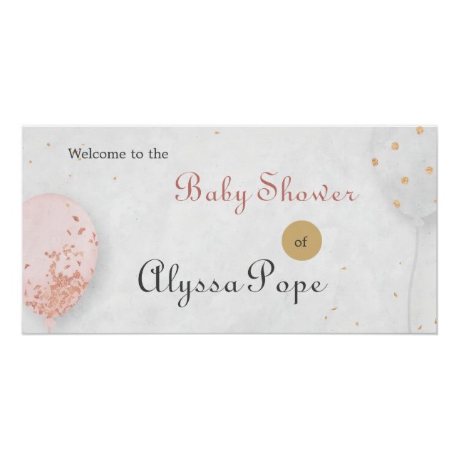 Pôster Pink Balloon Baby Shower (Frente)