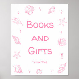 Poster Pink Beach Baby Shower Books and Gifts