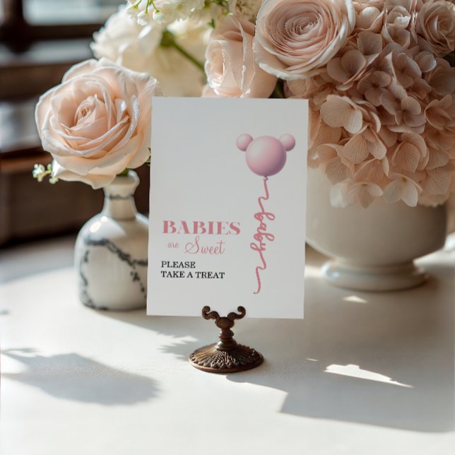 Poster Pink Bear Balloon Babies Are Sweet Treat Sign (Criador carregado)