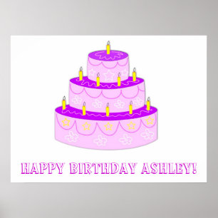 Pôster Pink Birthday Cake Birthday Banner