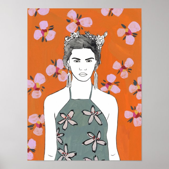 Poster Pink Blossom Lady - Orange (Frente)
