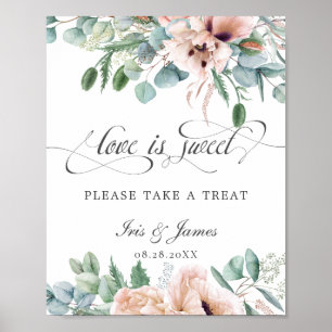 Poster Pink Blush Floral Love é Sweet Take a Tret Sign