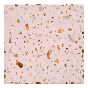 Pôster Pink Blush Terrazzo Com Douradas Manchas De Cobre