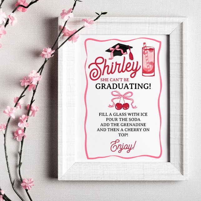 Poster Pink Bow Cherries Graduation Shirley Drink Bar (Criador carregado)