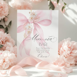 Poster Pink Bow floral Momosa barra aquarela