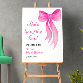 Poster Pink Bow She's Tying the Knot Bridal Shower