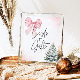 Poster Pink Bow Winter Snowflake BabyShower Cards & Gifts