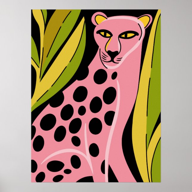 Poster Pink Cheetah Pop Art Bold Jungle Cat Print (Frente)