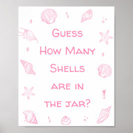 Poster Pink Coastal Beach Baby Shower Guess How Many 