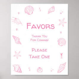 Poster Pink Coastal Beach Beach Baby Shower Favor 