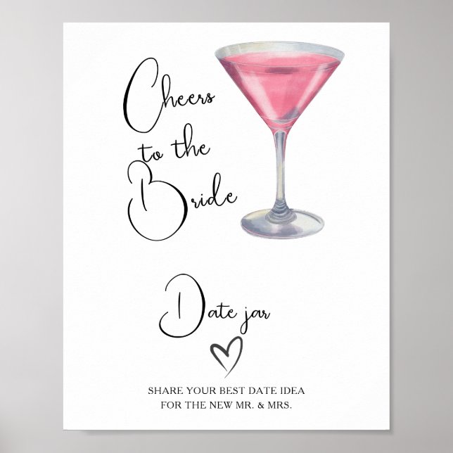 Poster Pink cocktail Bridal shower Date night ideas (Frente)