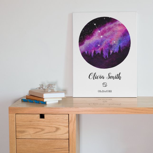 Poster Pink Constellation Cancer Horoscope Sign Gift (Criador carregado)