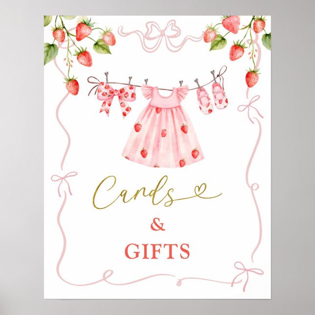 Poster Pink Coquette Baby Clothes Berry Cards and Gifts (Frente)