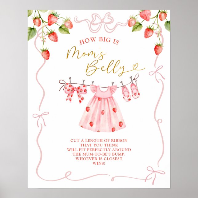 Poster Pink Coquette Baby Clothes How Big Is Mom Belly (Frente)