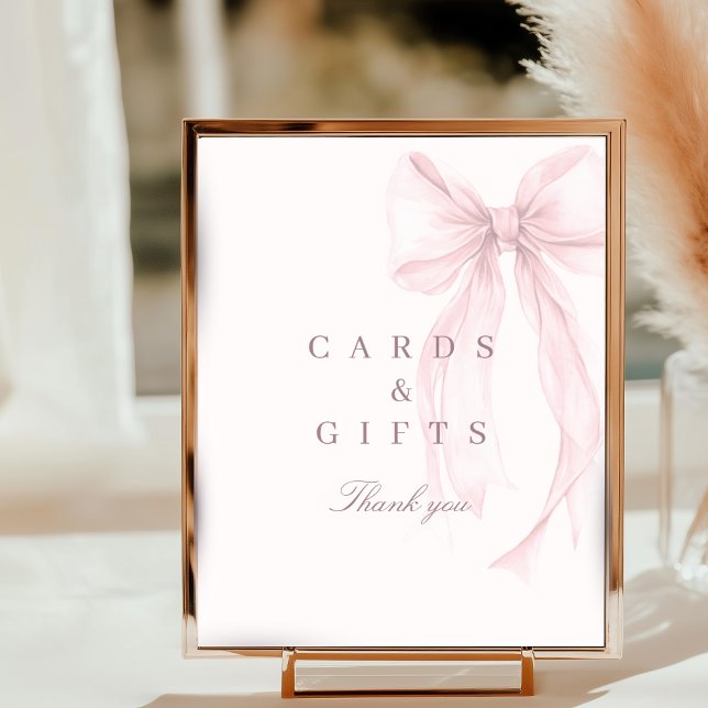 Poster Pink Coquette Bow Baby Shower Tabletop Sign (Pink Bow Tabletop Sign)