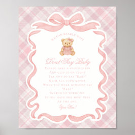 Poster Pink Coquette Bow Bear Tartan Dont Say Baby Game