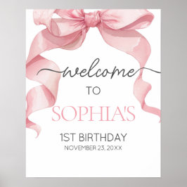 Poster Pink Coquette Bow Birthday Party Welcome Signs