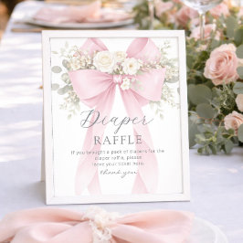 Poster Pink Coquette Bow Diaper raffle Baby shower