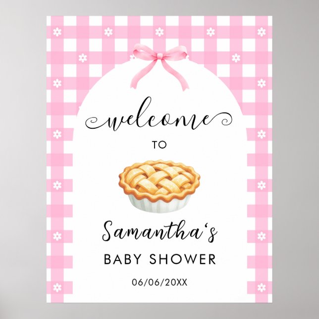 Poster Pink Coquette Pie Baby Shower Welcome (Frente)