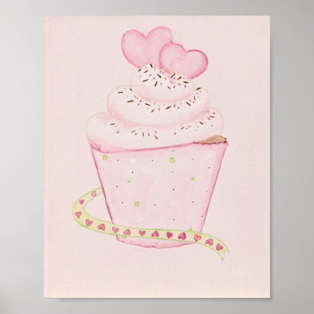 Pôster Pink Cupcake 8 x 10 print (Frente)