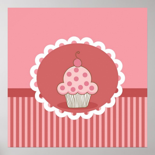 Pôster Pink Cupcake Design (Frente)