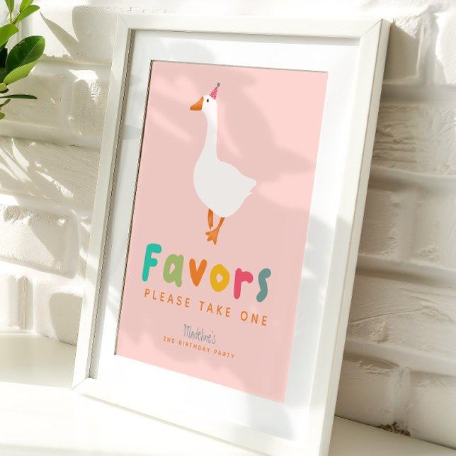 Poster Pink Cute Two Silly Goose 2nd Birthday Favors (Criador carregado)