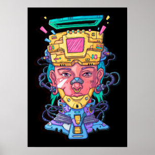 Poster Pink Cyborg Face 