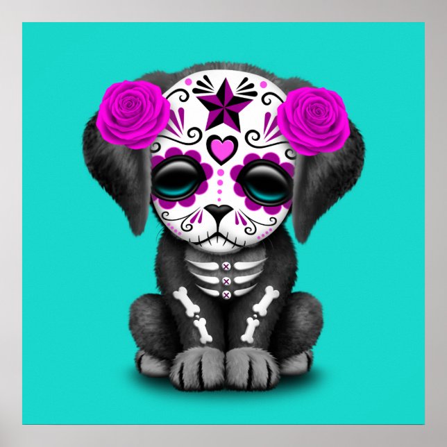 Pôster Pink Day of the Dead Puppy Dog (Frente)
