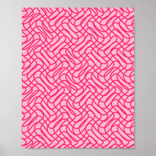 Poster Pink de Padrão de Linha abstrato