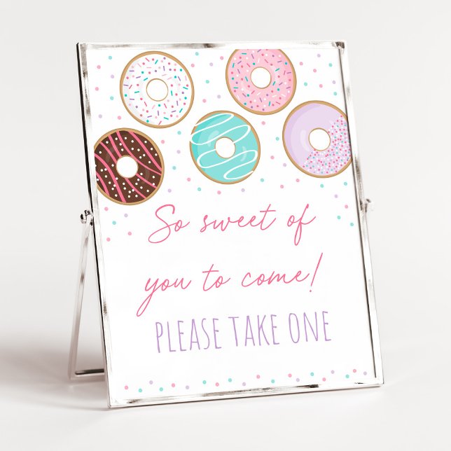 Poster Pink Donut So Sweet Birthday Favor Sign (Criador carregado)