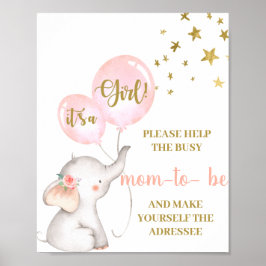 Poster Pink Elephant Help Mom the addressee sign