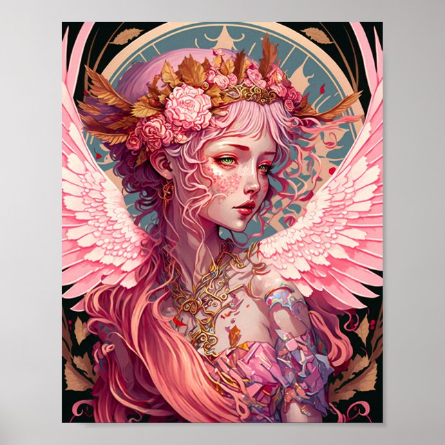 Poster Pink Fairy Angel Fantasy Art (Frente)