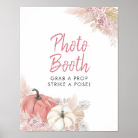 Pink Fall in Love Pumpkin Photo Booth Sinal
