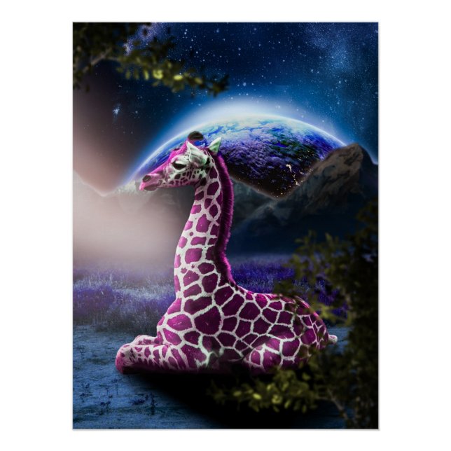 Pôster Pink Fantasy Giraffe (Frente)