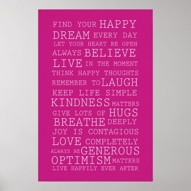 Poster Pink Find Your Happy Inspirational Quotes (Frente)