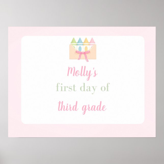 Poster pink first day of school sign (Frente)