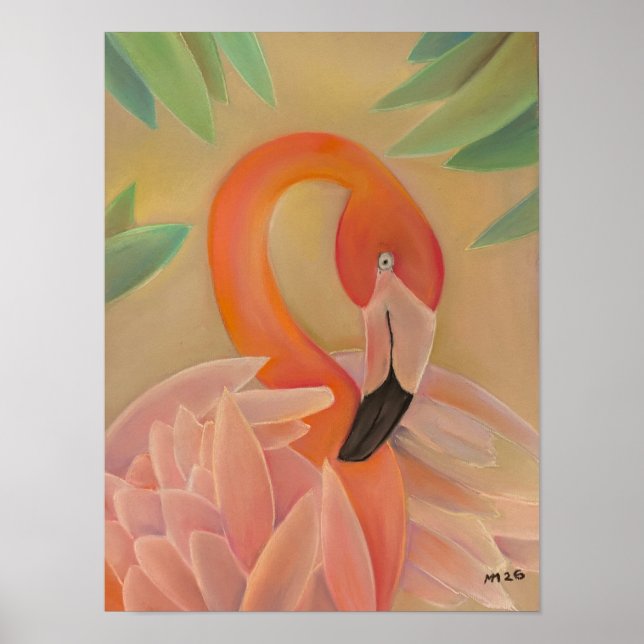 Poster Pink Flamingo Art Print | Tropical Wall Decor (Frente)