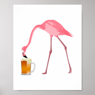 Poster Pink Flamingo Beer Lover